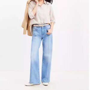 Loft Petite Seamed Wide Leg Jeans in Bright Authentic Indigo